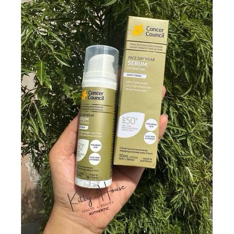 Serum Chống Nắng Dưỡng Ẩm Cancer Council Face Day Wear SPF50+ 50ml - Serum Hydrating Siêu Nhẹ Cho Da Thường, Da Khô, Da Nhạy Cảm