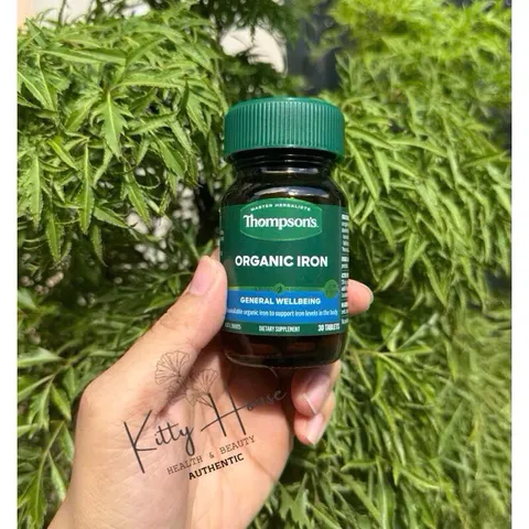 Viên uống bổ sung sắt hữu cơ Thompson’s Organic Iron 30 viên - Hỗ trợ máu khỏe, chứa Vitamin C, B12 và Folic Acid cho phụ nữ mang thai