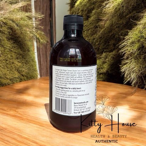 Giấm Táo Hữu Cơ Mật Ong Nghệ Tonic Barnes Naturals 500ml - Thức Uống Lành Mạnh Tăng Cường Miễn Dịch, Chống Oxy Hóa
