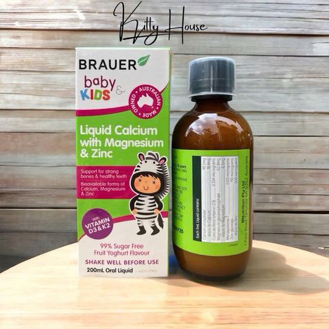 Siro Brauer Bổ Sung Canxi, Magie & Kẽm D3 K2 Cho Bé Từ 1 Tuổi - Chai 200ml Tăng Cường Phát Triển Xương Khỏe Mạnh