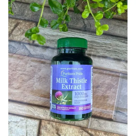 Viên uống bổ gan Milk Thistle Puritan's Pride 1000mg - Giải độc gan, phục hồi tế bào gan hiệu quả - 180 viên hỗ trợ sức khỏe gan