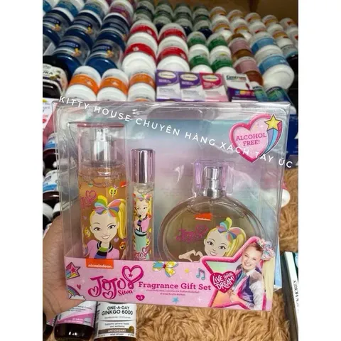 Set Nước Hoa Jojo Siwa Cho Bé Gái - Hương Ngọt Ngào Kẹo, Bộ 3 Chai Xịt 50ml, Lăn 15ml, Xịt Body 100ml
