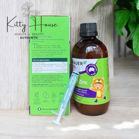 Siro Bổ Sung Kẽm Brauer Liquid Zinc 200ml Cho Trẻ Em - Hỗ Trợ Phát Triển Khỏe Mạnh và Tăng Đề Kháng, Không Đường, Hương Cam Tự Nhiên