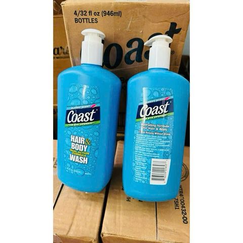 Sữa Tắm Gội Nam Coast Hair & Body Wash Classic Scent 946ml - Hương Thơm Nam Tính, Dưỡng Da Mịn Màng, Chai Vòi Tiện Lợi