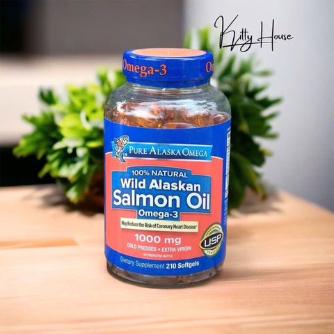 Viên uống Dầu Cá Hồi Pure Alaska Salmon Oil Omega 3 1000mg - Hỗ Trợ Tim Mạch, Lọ 210 Viên Thực Phẩm Chức Năng Mỹ