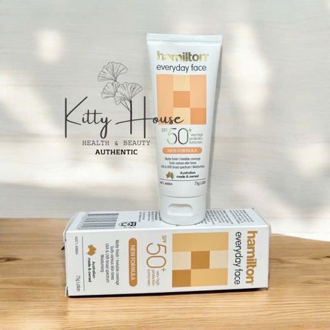 Kem Chống Nắng Hamilton Everyday Face SPF50+ - Dưỡng Ẩm Da Mặt & Cổ, Không Bóng Dầu, 75g, Bảo Vệ Tia UVA/UVB, Dành Cho Da Nhạy Cảm