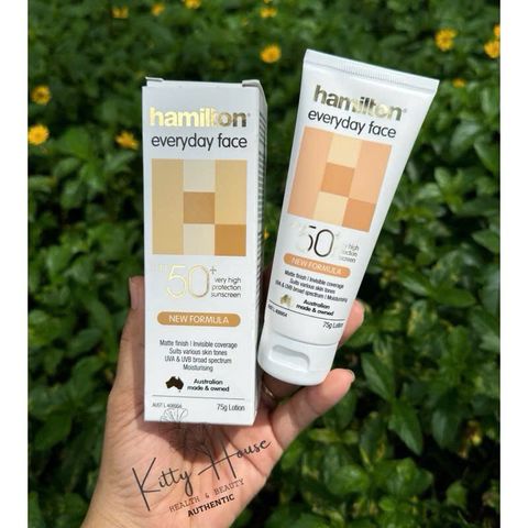 Kem Chống Nắng Hamilton Everyday Face SPF50+ - Dưỡng Ẩm Da Mặt & Cổ, Không Bóng Dầu, 75g, Bảo Vệ Tia UVA/UVB, Dành Cho Da Nhạy Cảm