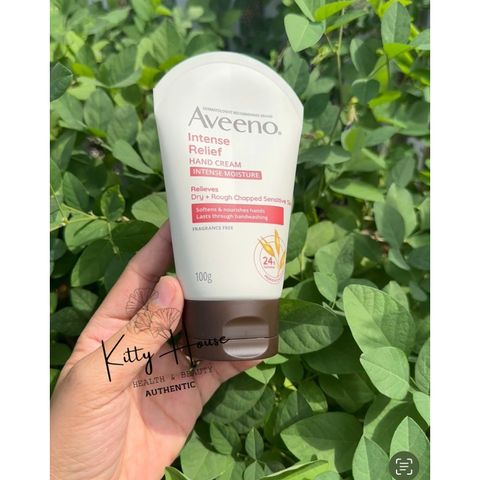 Kem Dưỡng Da Tay Aveeno Active Naturals Intense Relief Fragrance Free 100g - Dưỡng Ẩm 24h, Không Gây Nhờn, Thích Hợp Cho Da Nhạy Cảm