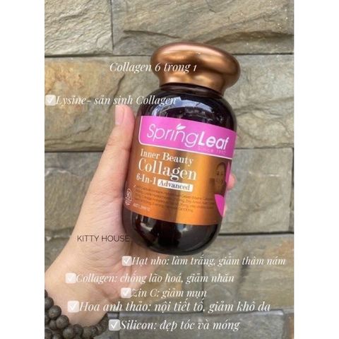 Viên uống Collagen 6 in 1 Spring Leaf Inner Beauty lọ 90 viên và 180 viên