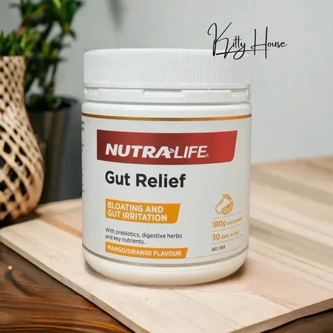 Bột Hỗ Trợ Tiêu Hóa Nutralife Gut Relief Vị Cam Xoài 180g - Giảm Đầy Hơi, Hỗ Trợ Sức Khỏe Đường Tiêu Hóa, Thuần Chay