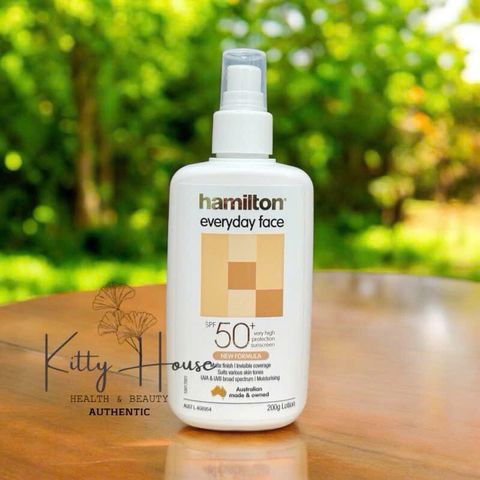 Kem chống nắng Hamilton Everyday Face SPF50+ - Chai xịt 200ml, Dưỡng ẩm, Bảo vệ da khỏi UVA/UVB, Không bết dính, Dành cho da nhạy cảm