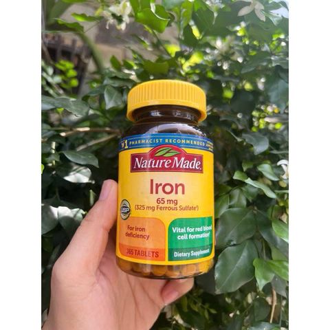 Viên uống bổ sung sắt Iron Nature Made 65mg - Hỗ trợ ngăn ngừa thiếu máu, tăng cường sức đề kháng - Hộp 365 viên