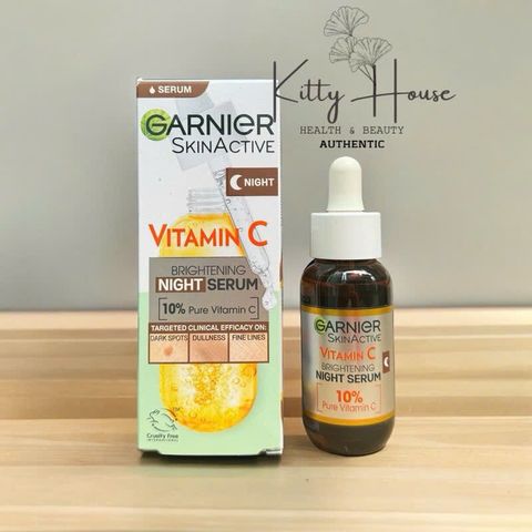 Serum Dưỡng Ban Đêm Garnier Skin Active Vitamin C 30ml - Làm Sáng Da, Chống Lão Hóa, Phù Hợp Mọi Loại Da