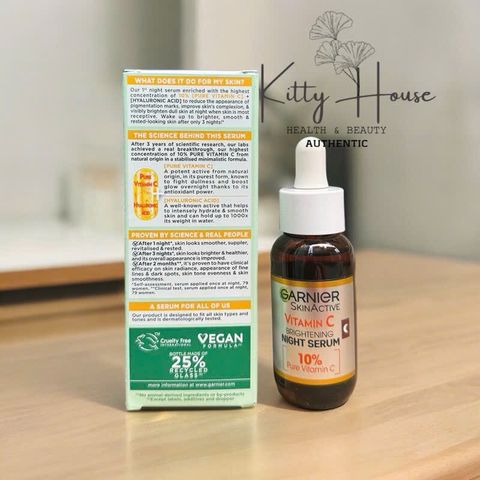 Serum Dưỡng Ban Đêm Garnier Skin Active Vitamin C 30ml - Làm Sáng Da, Chống Lão Hóa, Phù Hợp Mọi Loại Da