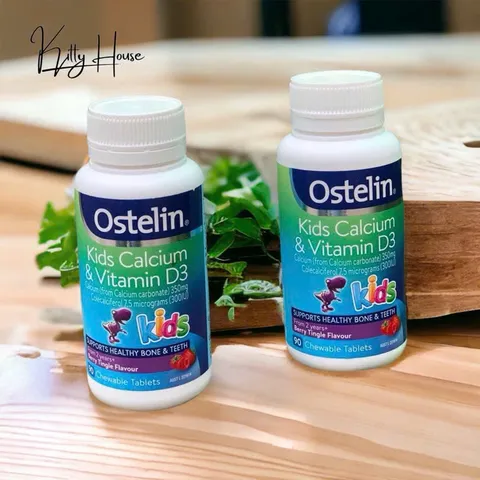 Viên kẹo nhai bổ sung canxi cho bé Ostelin Calcium & Vitamin D3 lọ 90V