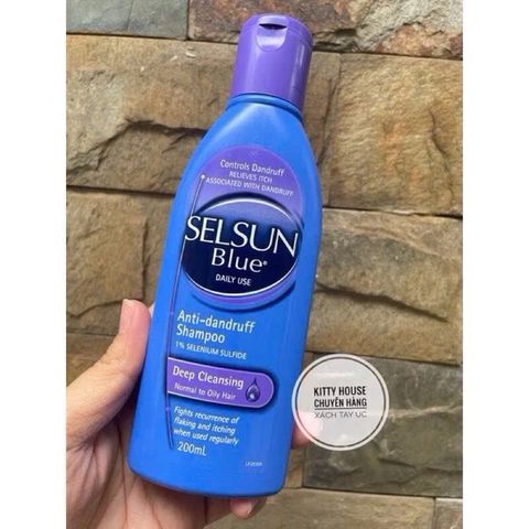 Dầu gội Selsun Blue Úc nắp tím 200ml - Dầu gội chống gàu, làm sạch sâu cho tóc và da đầu, sản phẩm chăm sóc tóc hiệu quả.