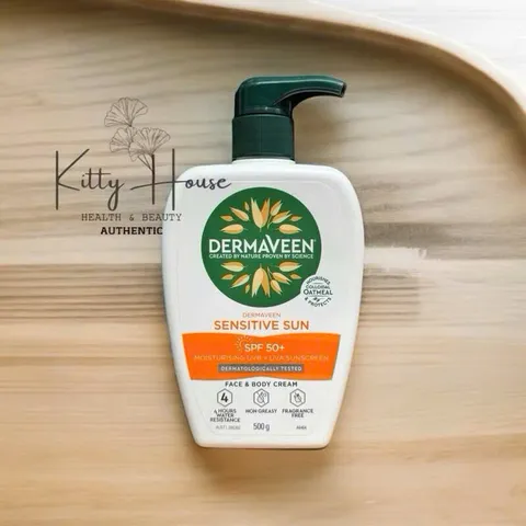 Kem chống nắng cho da nhạy cảm DermaVeen Sensitive Sun SPF 50+ Moisturising Face & Body Cream 500g
