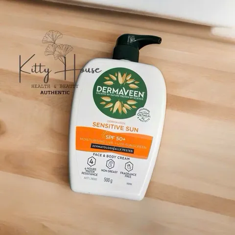 Kem chống nắng cho da nhạy cảm DermaVeen Sensitive Sun SPF 50+ Moisturising Face & Body Cream 500g