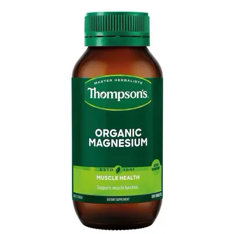 Viên uống Magie Thompson’s Organic 120 viên - Hỗ trợ sức khỏe xương khớp, cơ bắp và hệ thần kinh cho người tập thể thao