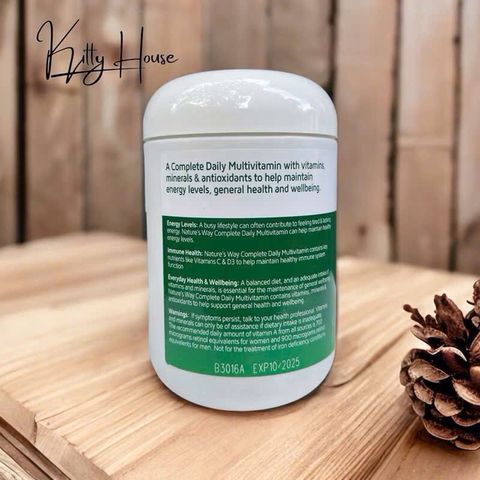 Viên uống bổ sung Vitamin Nature’s Way Complete Daily Multivitamin 200 viên - Tăng cường sức khỏe, chống oxy hóa, bổ sung năng lượng mỗi ngày
