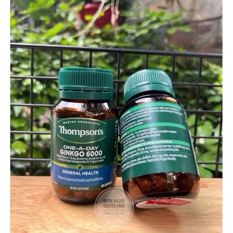 Viên uống bổ não Thompson’s Ginkgo 6000mg - Tăng cường trí nhớ, cải thiện nhận thức, 60 viên hỗ trợ sức khỏe não bộ
