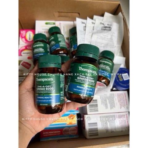 Viên uống bổ não Thompson’s Ginkgo 6000mg - Tăng cường trí nhớ, cải thiện nhận thức, 60 viên hỗ trợ sức khỏe não bộ