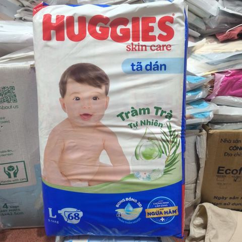 Tã Dán Huggies Size L68 (9-14kg) - Tã Giấy Chống Tràn, Thấm Hút Tốt, An Toàn Cho Bé - Chất Liệu Mềm Mại, Giữ Khô Thoáng Dài Lâu