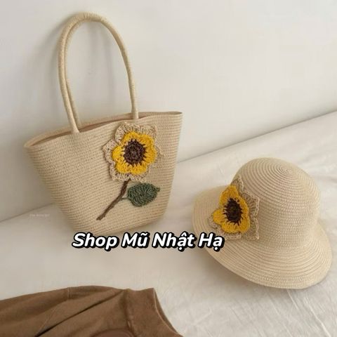 Túi cói đeo vai có khoá kéo tiện lợi đựng đồ đi biển