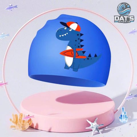 Nón Bơi Silicone Họa Tiết Hoạt Hình Dài Cho Trẻ Em - Nón Chống Thấm Nước Khủng Long, Cá Sấu Dễ Thương, Mũ Bơi Bảo Vệ Tóc