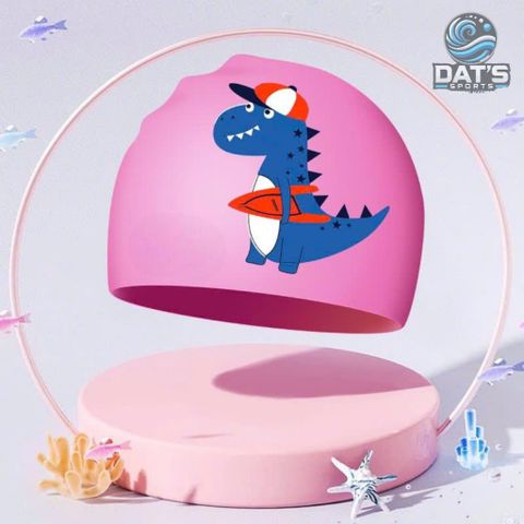 Nón Bơi Silicone Họa Tiết Hoạt Hình Dài Cho Trẻ Em - Nón Chống Thấm Nước Khủng Long, Cá Sấu Dễ Thương, Mũ Bơi Bảo Vệ Tóc