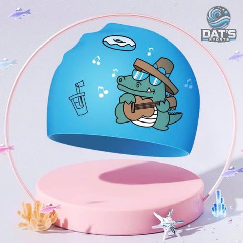 Nón Bơi Silicone Họa Tiết Hoạt Hình Dài Cho Trẻ Em - Nón Chống Thấm Nước Khủng Long, Cá Sấu Dễ Thương, Mũ Bơi Bảo Vệ Tóc