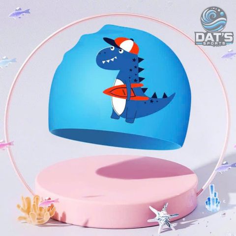 Nón Bơi Silicone Họa Tiết Hoạt Hình Dài Cho Trẻ Em - Nón Chống Thấm Nước Khủng Long, Cá Sấu Dễ Thương, Mũ Bơi Bảo Vệ Tóc