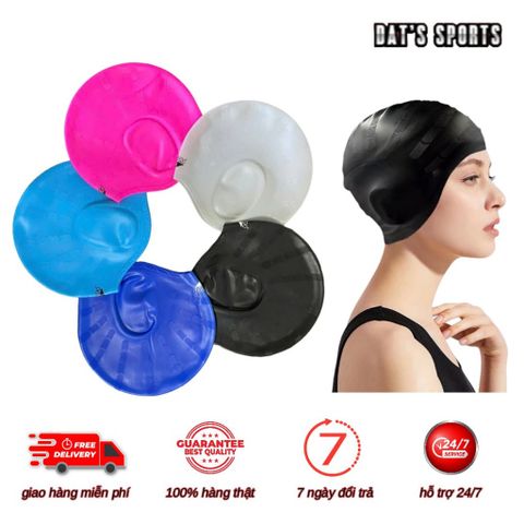 Nón Bơi Silicone Che Kín Tai Cho Trẻ Em Và Người Lớn - Mũ Bơi Chống Nước, Dẻo Dai, Nhiều Màu Sắc Thời Trang