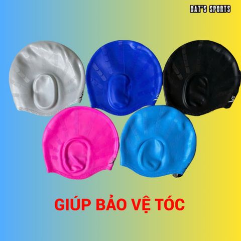 Nón Bơi Silicone Che Kín Tai Cho Trẻ Em Và Người Lớn - Mũ Bơi Chống Nước, Dẻo Dai, Nhiều Màu Sắc Thời Trang