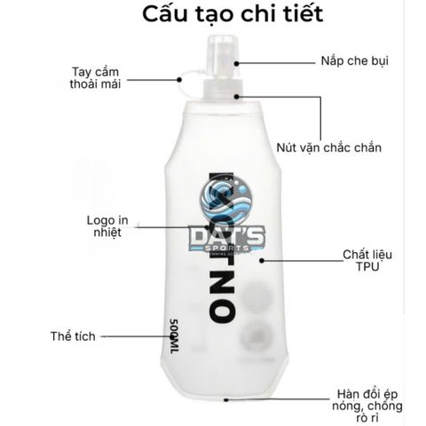 Bình Nước Mềm 500ML Chạy Bộ Đạp Xe - Gọn Nhẹ Chất Liệu TPU Thân Thiện Môi Trường, Tiện Dụng Cho Người Chạy Thể Thao