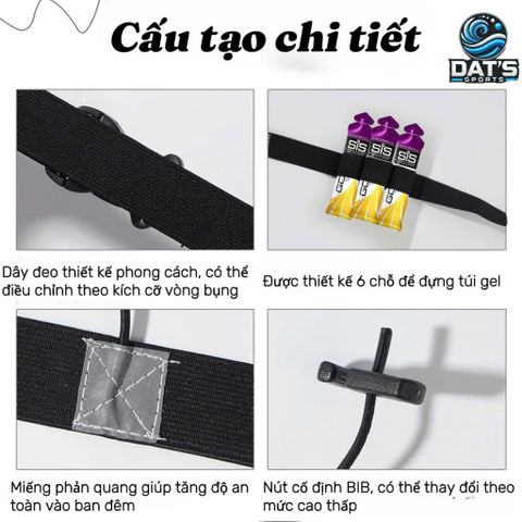 Dây Đeo BIB Chạy Bộ Phản Quang, Đựng Gel - Điều Chỉnh 78-140cm - Phụ Kiện Chạy Road và Trail An Toàn