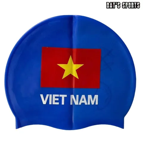Mũ Bơi In 2 Mặt Lá Cờ Việt Nam - Silicone Chống Thấm, Freesize Cho Người Lớn & Trẻ Em, Độ Đàn Hồi Tốt, Đặc Biệt Cho Bơi Lội