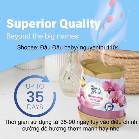 Sáp Thơm Đuổi Muỗi PUR FRESH Gel 200G - Hương Quyến Rũ Từ Tinh Dầu Tự Nhiên - Khử Mùi Hiệu Quả Cho Phòng Ngủ, Phòng Khách