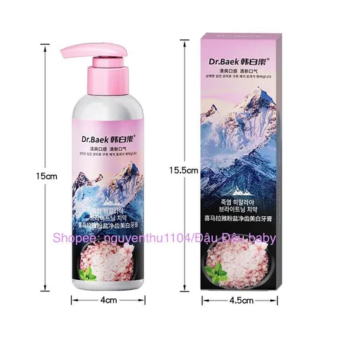 Kem Đánh Răng Muối Hồng Himalaya & Bạc Hà Dr.Baek 150g - Làm Sạch Răng, Khử Mùi Hôi Hiệu Quả Từ Hàn Quốc