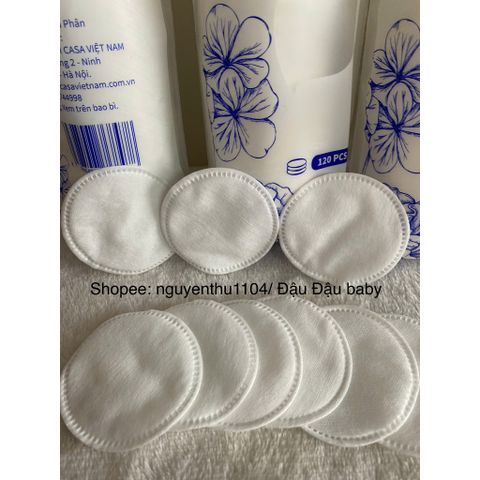 Bông Tẩy Trang Cao cấp CASA Nhật Bản Cotton Pads 120 miếng tròn, Luxury beauty cotton pad
