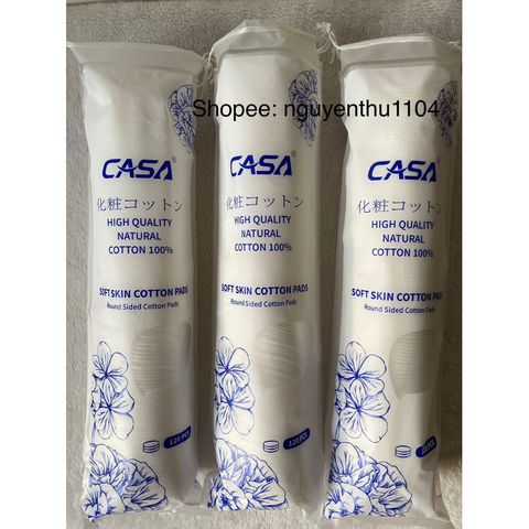 Bông Tẩy Trang Cao cấp CASA Nhật Bản Cotton Pads 120 miếng tròn, Luxury beauty cotton pad