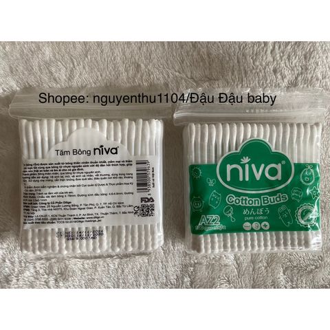 Combo 3 Túi Tăm Bông Niva 100 Que Thân Nhựa AZ2 - Vệ Sinh Tai, Trang Điểm, An Toàn và Tiện Lợi