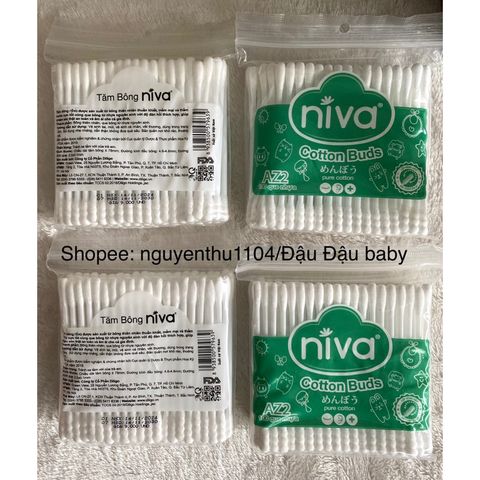 Combo 3 Túi Tăm Bông Niva 100 Que Thân Nhựa AZ2 - Vệ Sinh Tai, Trang Điểm, An Toàn và Tiện Lợi
