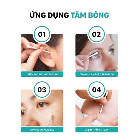 Combo 3 Túi Tăm Bông Niva 100 Que Thân Nhựa AZ2 - Vệ Sinh Tai, Trang Điểm, An Toàn và Tiện Lợi
