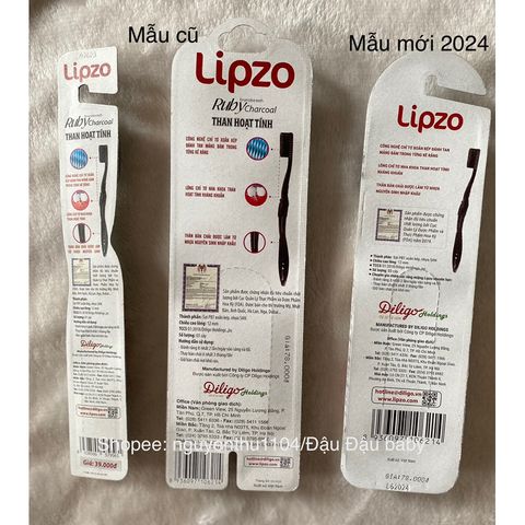 Combo 3 Bàn Chải Đánh Răng Lipzo Ruby Charcoal Cho Răng Nhạy Cảm - Công Nghệ Than Hoạt Tính Kháng Khuẩn Siêu Mềm