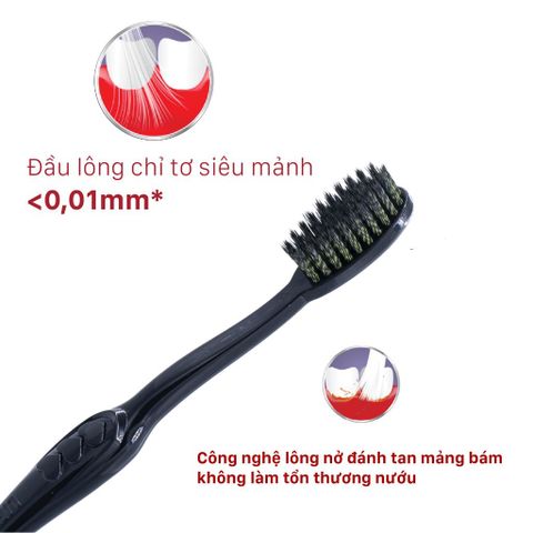 Combo 3 Bàn Chải Đánh Răng Lipzo Ruby Charcoal Cho Răng Nhạy Cảm - Công Nghệ Than Hoạt Tính Kháng Khuẩn Siêu Mềm