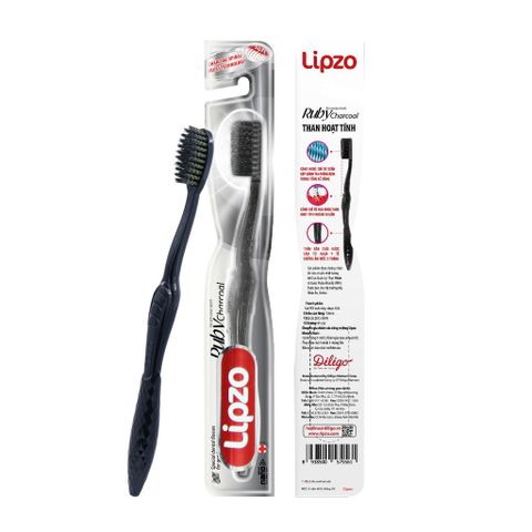 Combo 3 Bàn Chải Đánh Răng Lipzo Ruby Charcoal Cho Răng Nhạy Cảm - Công Nghệ Than Hoạt Tính Kháng Khuẩn Siêu Mềm