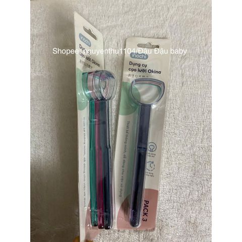 Combo 3 dụng cụ cạo lưỡi/vệ sinh lưỡi Okina Inochi nhựa nguyên sinh ,cạo lưỡi inochi chính hãng