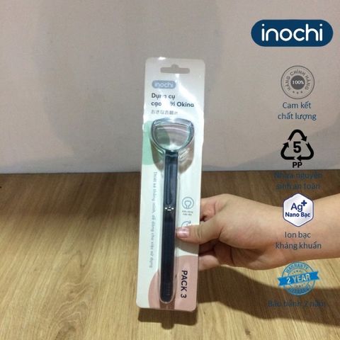 Combo 3 dụng cụ cạo lưỡi/vệ sinh lưỡi Okina Inochi nhựa nguyên sinh ,cạo lưỡi inochi chính hãng