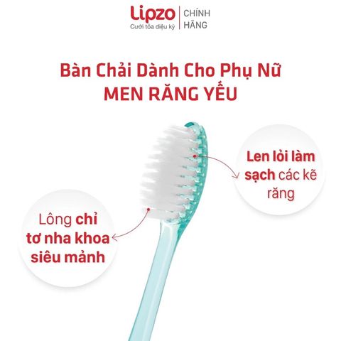 Bàn Chải Đánh Răng Lipzo Ruby Sensi Cho Nữ - Thiết Kế Đặc Biệt Cho Răng Nhạy Cảm, Bàn Chải Mềm Công Nghệ Nano Kháng Khuẩn